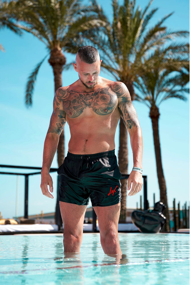 Premium Swim Shorts - Black/Red