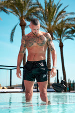 LUX SPORT - Luxury Athleisure Wear Mens Shorts Premium Swim Shorts - Black/White - (Pre-Order 26th May)