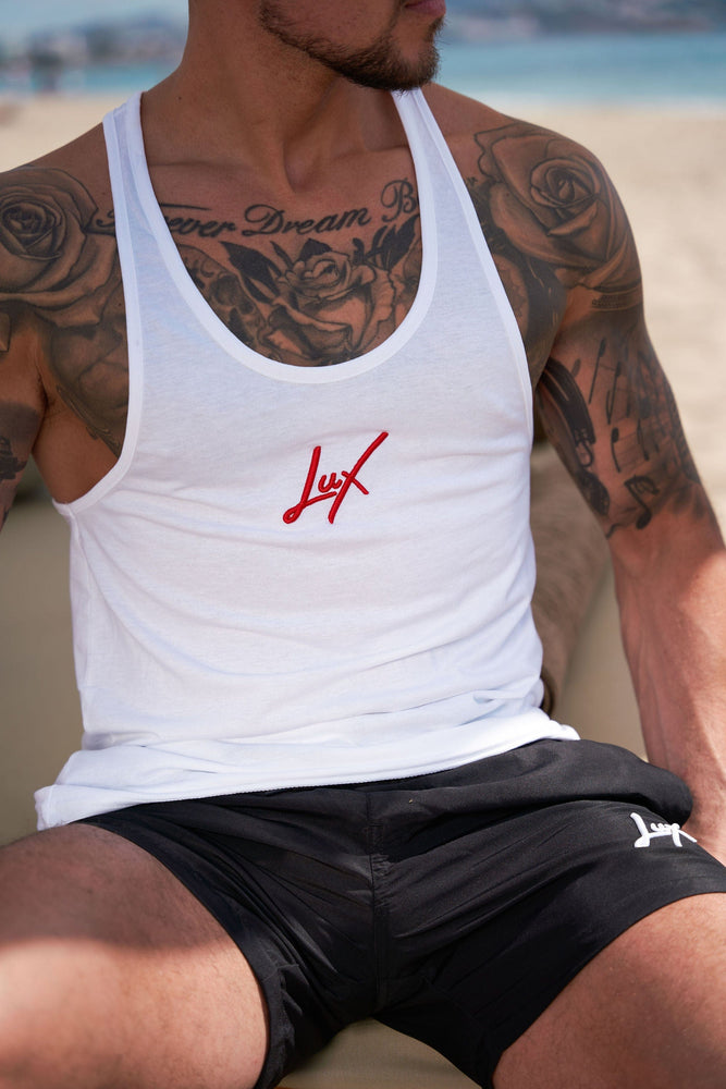 LUX SPORT - Luxury Athleisure Wear Mens Tanks & Stringers Lux Stringer - White