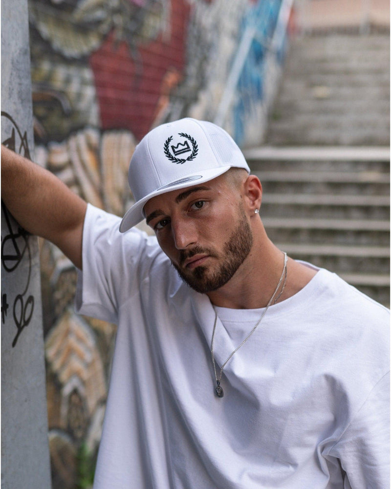 LUX SPORT - Active Streetwear Headwear One Size Fits All. Trucker Snapback - White