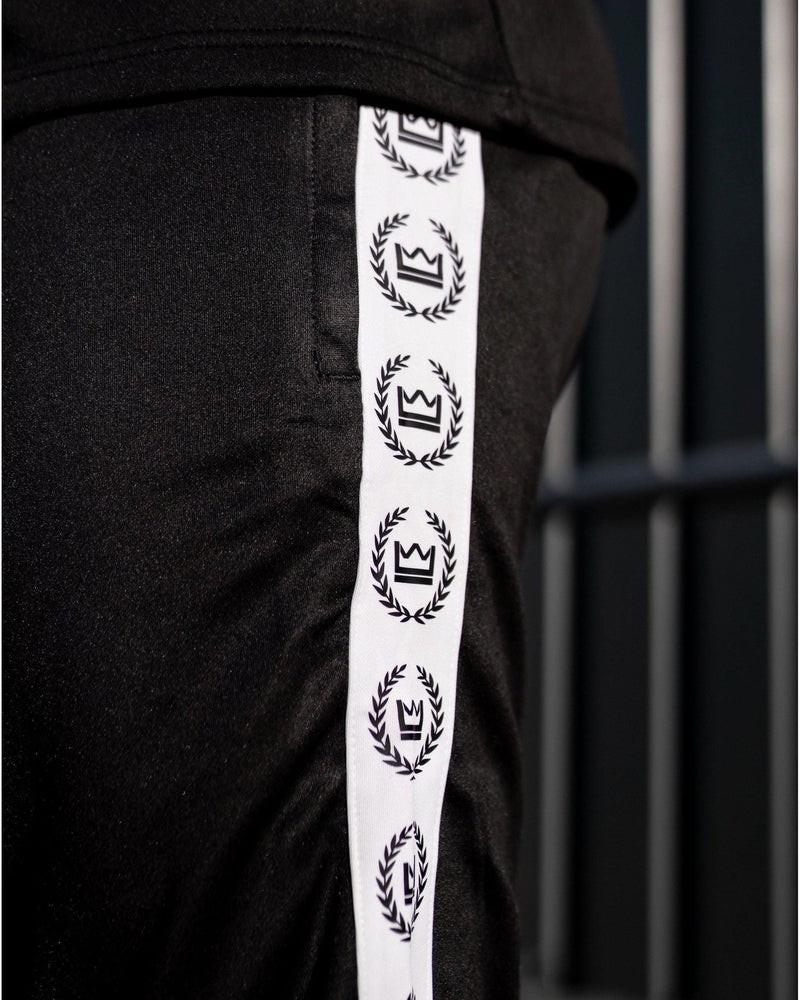 LUX SPORT - Active Streetwear Mens Bottoms Insignia Tracksuit Bottoms - Black/White