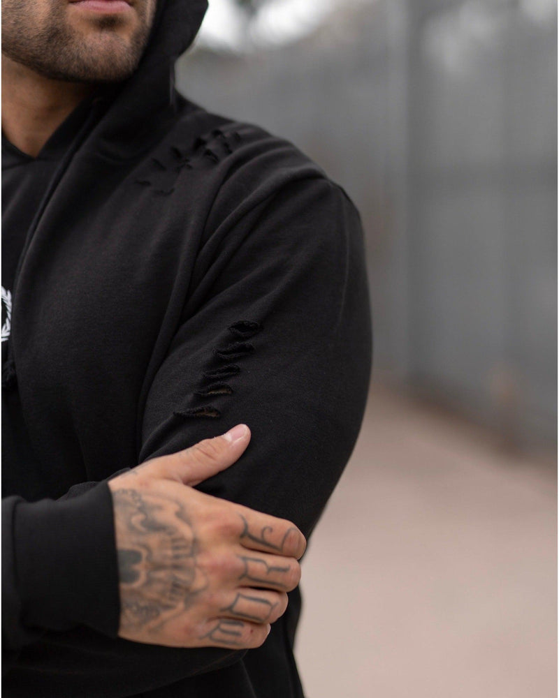 Distressed Hoodie - Black - LV2LFT - Lifestyle Apparel & Gymwear