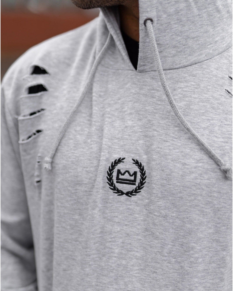 Distressed Hoodie - Grey - LV2LFT - Lifestyle Apparel & Gymwear
