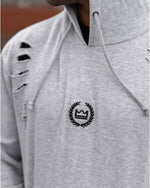 Distressed Hoodie - Grey - LV2LFT - Lifestyle Apparel & Gymwear