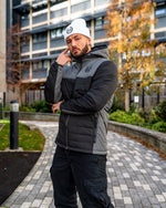 Hooded Padded Jacket - Black/Grey