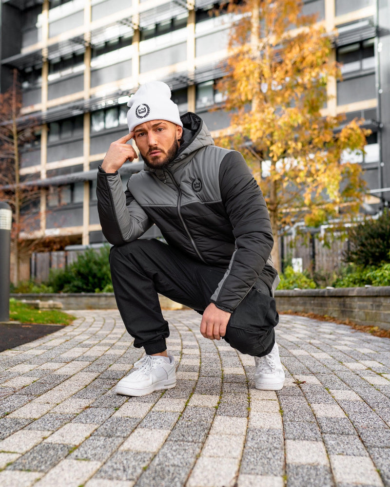 LUX SPORT - Active Streetwear Mens Hoodies & Jackets Hooded Padded Jacket - Black/Grey