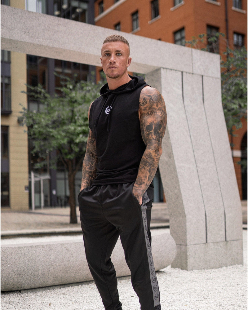 LUX SPORT - Active Streetwear Mens Hoodies & Jackets Sleeveless Hoodie - Black
