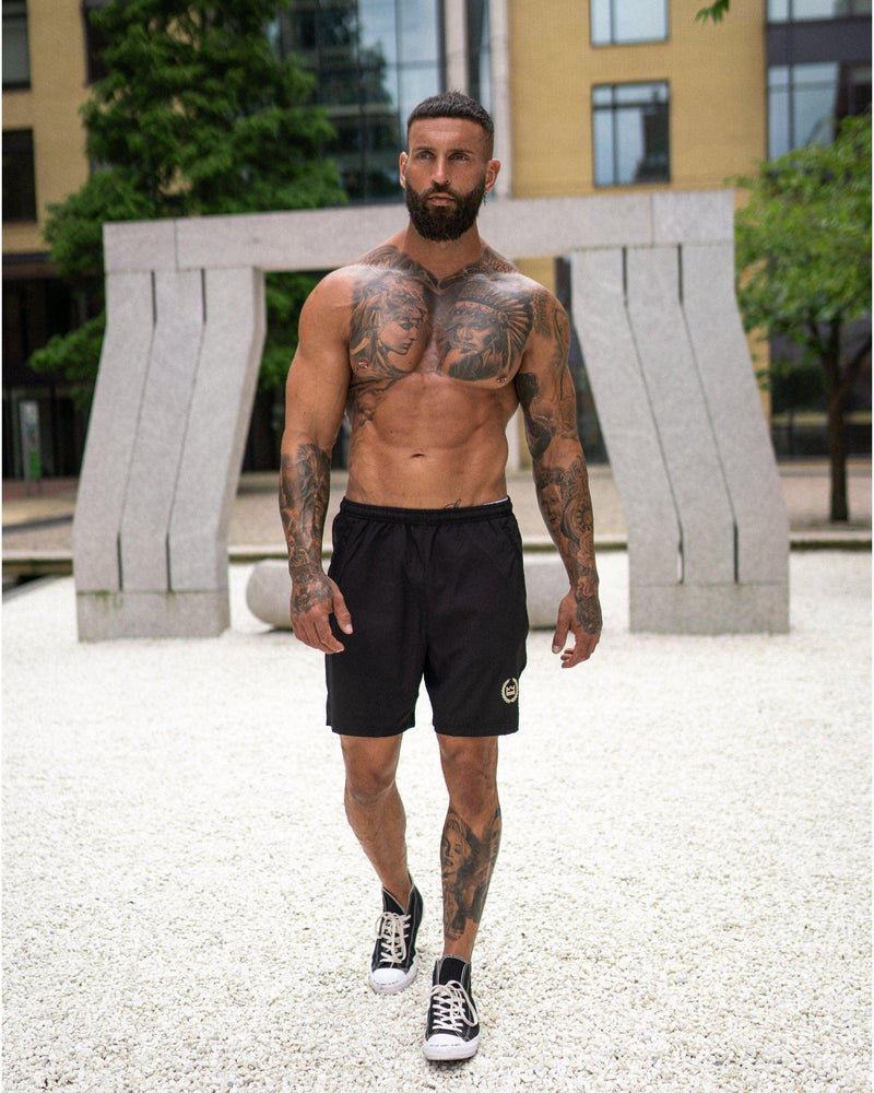 LUX SPORT - Active Streetwear Mens Shorts Tech Shorts - Black/Gold