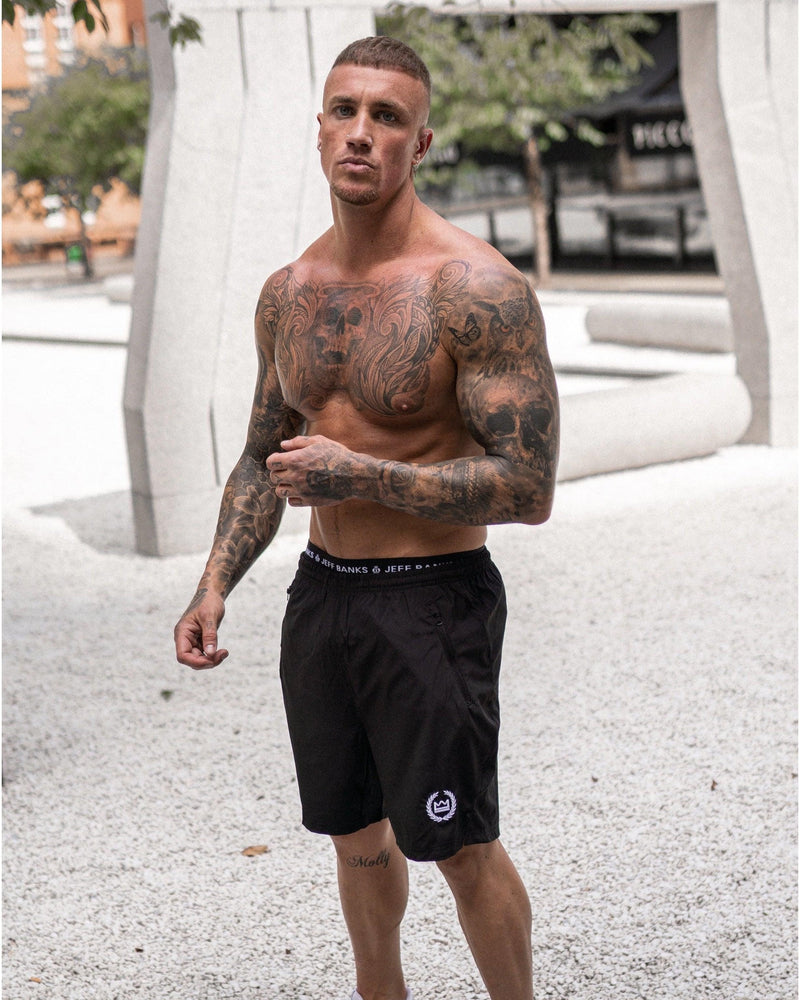 LUX SPORT - Active Streetwear Mens Shorts Tech Shorts - Black/White