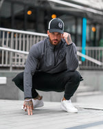 LUX SPORT - Active Streetwear Mens T-Shirts & Tops 1/4 Zip Sweatshirt - Charcoal