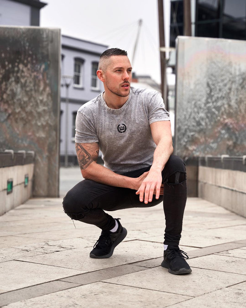LUX SPORT - Active Streetwear Mens T-Shirts & Tops Acid Wash Tee - Grey
