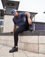 LUX SPORT - Active Streetwear Mens T-Shirts & Tops Acid Wash Tee - Indigo