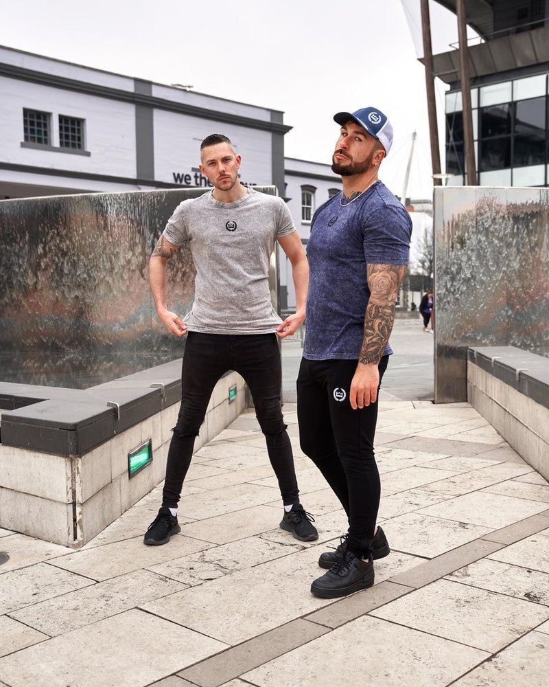 LUX SPORT - Active Streetwear Mens T-Shirts & Tops Acid Wash Tee - Indigo