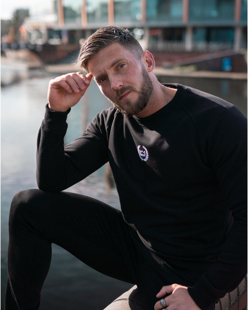 LUX SPORT - Active Streetwear Mens T-Shirts & Tops Premium Raglan Crew Neck - Black