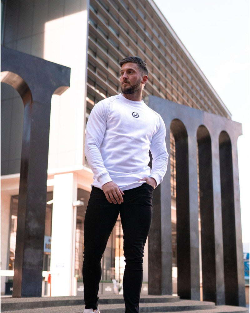 LUX SPORT - Active Streetwear Mens T-Shirts & Tops Premium Raglan Crew Neck - White