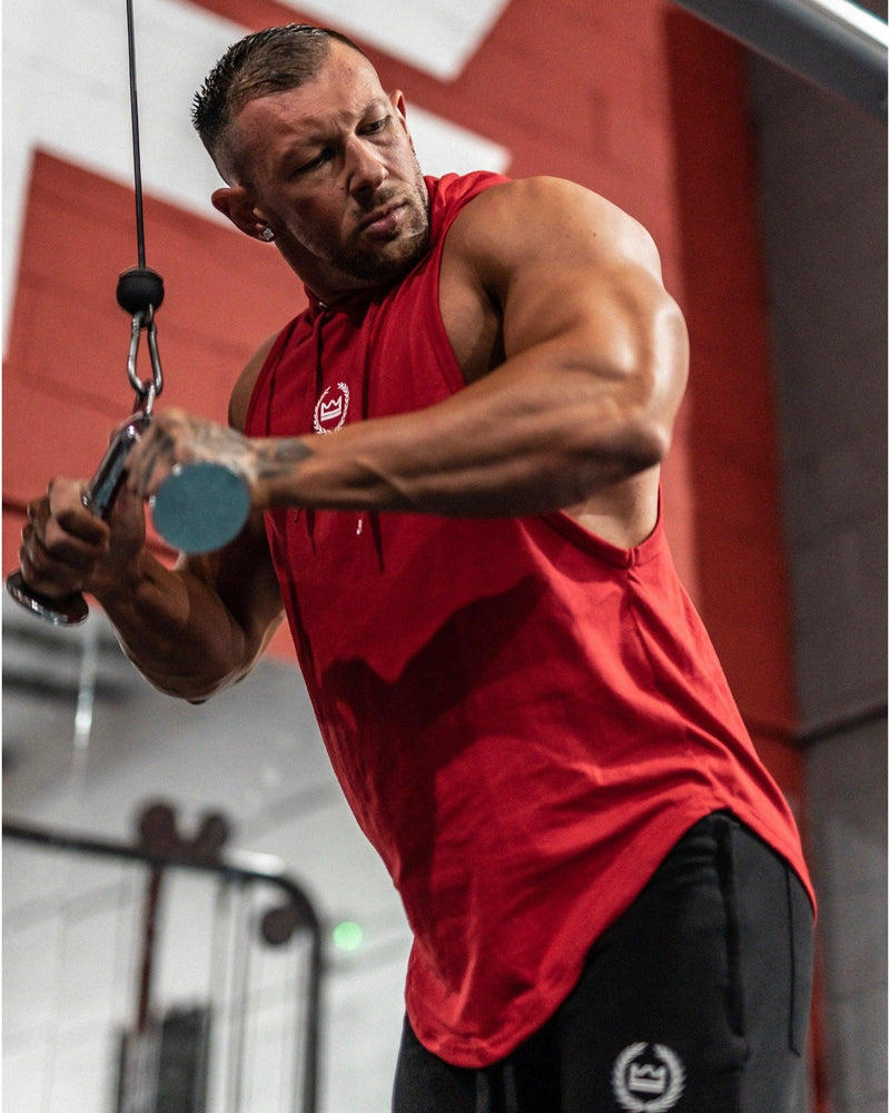 Hooded Vest - Red/White