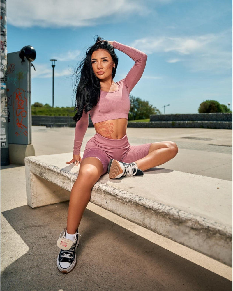 Ribbed Seamless Cycle Shorts - Pink