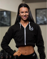 Cropped Zip Up Hoodie - Black