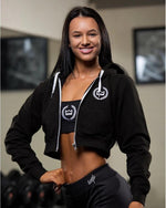 Cropped Zip Up Hoodie - Black - LV2LFT - Lifestyle Apparel & Gymwear