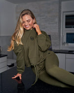 LUX SPORT - Active Streetwear Womens Hoodies & Jackets Lounge Drawstring Hoodie - Olive