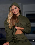 LUX SPORT - Active Streetwear Womens Hoodies & Jackets Lounge Drawstring Hoodie - Olive