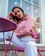 Oversized Crop Hoodie - Pink - LV2LFT - Lifestyle Apparel & Gymwear