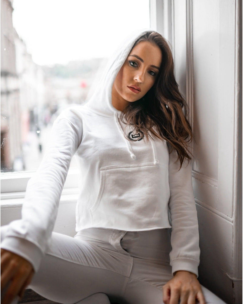 Oversized Crop Hoodie - White