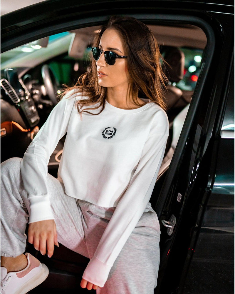 LUX SPORT - Active Streetwear Womens Hoodies & Jackets Oversized Cropped Sweater - White