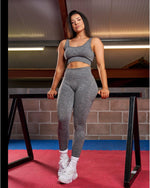 LUX SPORT - Active Streetwear Womens Leggings Ribbed Seamless Leggings - Grey