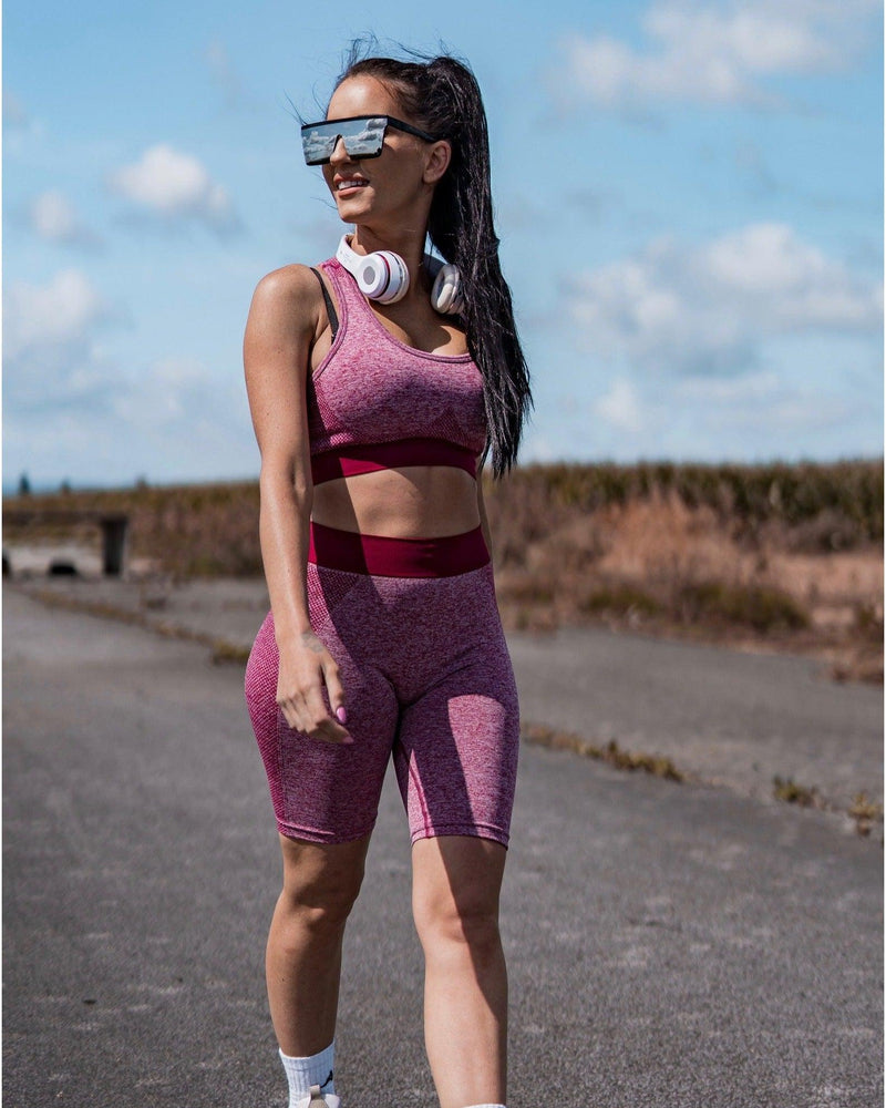 Sculpt Seamless Cycle Shorts - Burgundy - LV2LFT - Lifestyle Apparel & Gymwear