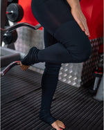 LUX SPORT - Active Streetwear Womens Leggings Thigh-High Sock Leggings - Black/Black
