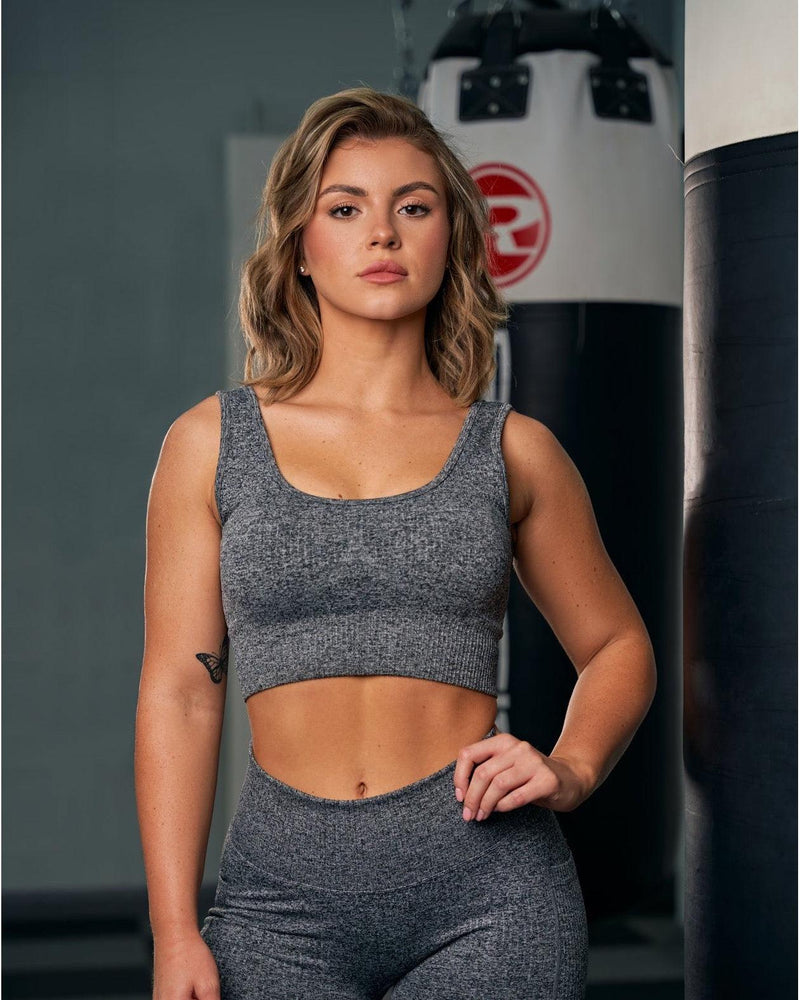 Ribbed Seamless Sports Bra - Grey