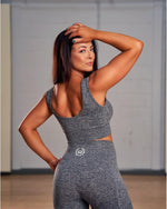 LUX SPORT - Active Streetwear Womens Sports Bras Ribbed Seamless Sports Bra - Grey