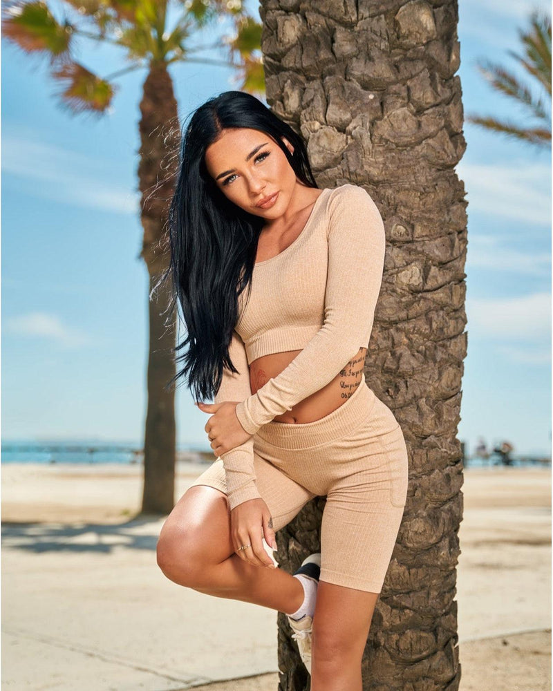 Ribbed Seamless Crop Top - Nude