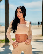 LUX SPORT - Active Streetwear Womens T-Shirts & Tops Ribbed Seamless Crop Top - Nude