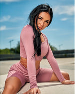 Ribbed Seamless Crop Top - Pink